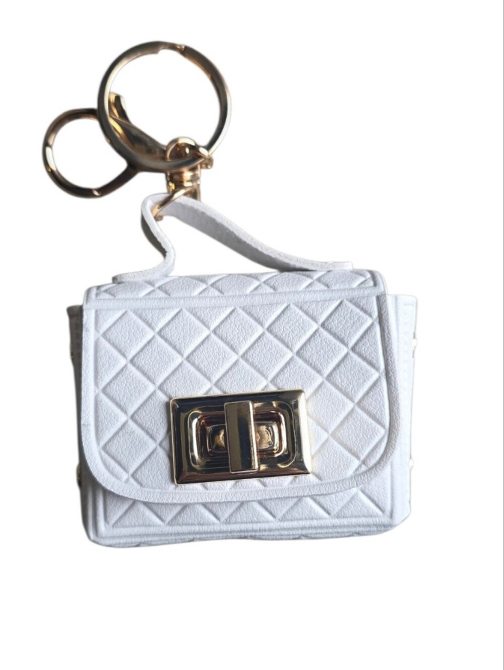 Purse Charm Mini Tote Bag with Gold Hardware Keychain